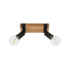 Listwa reflektorowa Molini czarna z drewnem 2 x E27 Italux