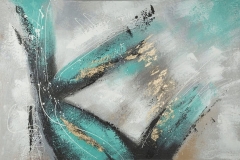 OBRAZ malowany ręcznie farba 80X120 CM ZIELONY