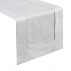 OBRUS BIEŻNIK SREBRNA LAMÓWKA 40 X 180 CM BIAŁY