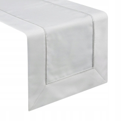 OBRUS BIEŻNIK SREBRNA LAMÓWKA 40 X 200 CM BIAŁY