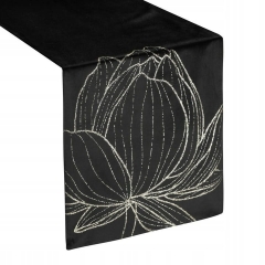 OBRUS BIEŻNIK WELUR VELVET 35X140 CM CZARNY