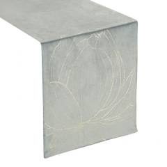 OBRUS BIEŻNIK WELUR VELVET 35X140 CM SREBRNY