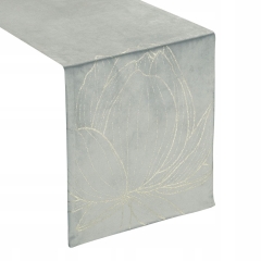 OBRUS BIEŻNIK WELUR VELVET 35 X 180 CM SREBRNY