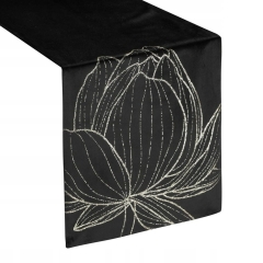 OBRUS BIEŻNIK WELUR VELVET 35 X 180 CM CZARNY