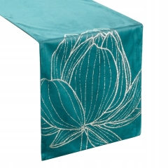 OBRUS BIEŻNIK WELUR VELVET 35 X 180 CM TURKUSOWY