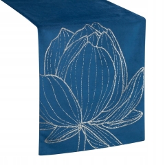 OBRUS BIEŻNIK WELUR VELVET 35 X 220 CM GRANATOWY