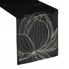 OBRUS BIEŻNIK WELUR VELVET 35 X 220 CM CZARNY