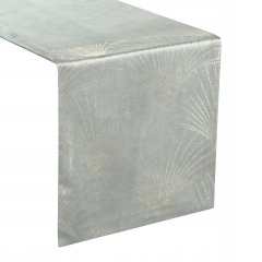 OBRUS WELUR VELVET BIEŻNIK 35X140 CM SREBRNY