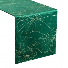 OBRUS WELUR VELVET BIEŻNIK 35 X 220 CIEMNOZIELONY