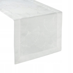 OBRUS BIEŻNIK WZÓR LIŚCIE 40 X 140 CM NATURALNY