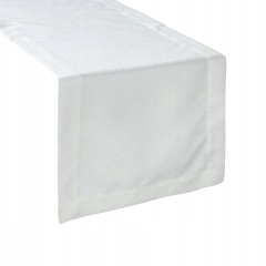 OBRUS ZDOBIONY SREBRNĄ NICIĄ 40X180 CM BIAŁY