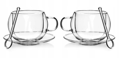 Elegancki Komplet filiżanek termicznych 250ml ze spodkiem 13.5cm
