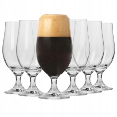 Pokale szklanki do piwa Harmony KROSNO 6szt 330ml LAGER na nóżce stopce