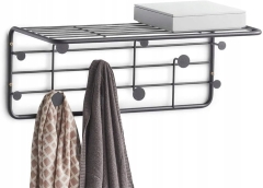 Wieszak scienny metalowy wielofunkcyjny zeller organizer garderoby czarny