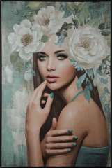 Obraz ręcznie malowany 80 x 120 cm Turkusowy