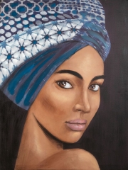 Obraz ręcznie malowany 60 x 80 cm Niebieski