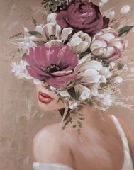 Obraz ręcznie malowany na płótnie 586B 80x100cm Beżowy