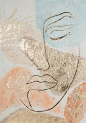 Obraz ręcznie malowany 50 x 70 cm Beżowy
