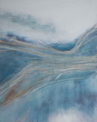 Obraz ręcznie malowany 80 x 100 cm Niebieski