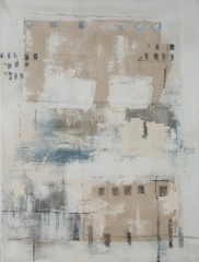 Obraz ręcznie malowany 60 x 80 cm Kremowy