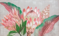 Obraz ręcznie malowany na płótnie 462 100x60cm Różowy