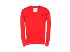 *D Hollister Mens Sweater V-Neck Cotton Red size S