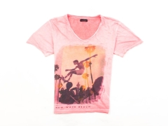 D Zara Womens T-shirt V-Neck Tee Pink size L