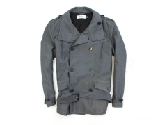 *L TopMan Mens Jacket Double Breasted Belt Grey L