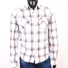 W Hollister Mens Shirt Tailored Checks Grey S