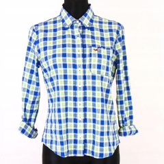 T Hollister Womens Shirt Tailored Checks Blue M